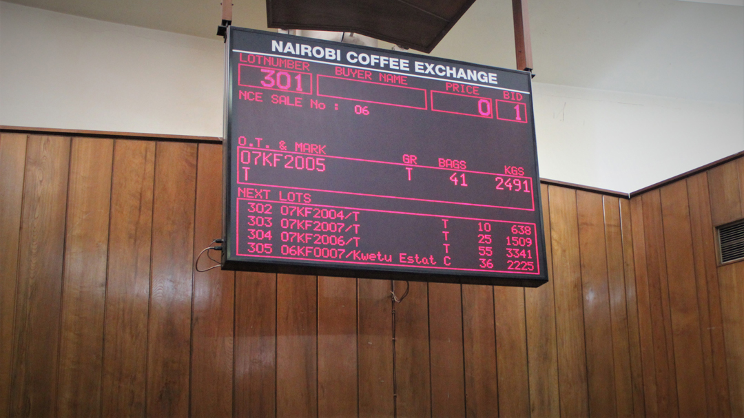 Kenya green coffee prices at Kenya coffee exchange